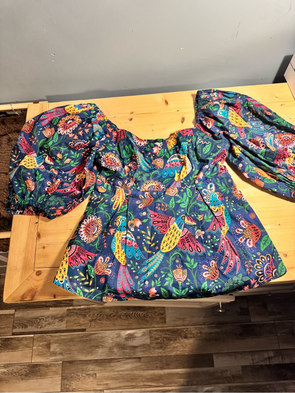 FARM Rio Navy Off-Shoulder Parrot & Floral Blouse - Picture 3 of 8